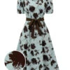 1940s Blue Floral Dress With Bow Belt