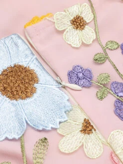 Pale Pink 1960s 3D Flower Mini Dress -Candi Clothing Shop SCH000870 5