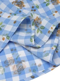 Blue 1940s Rose Plaid Lace Up Dress 13 Blue 1940s Rose Plaid Lace Up Dress -Candi Clothing Shop SCH000913 6