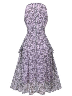 Purple 1930s Butterfly V-Neck Sleeveless Dress 10 Purple 1930s Butterfly V-Neck Sleeveless Dress -Candi Clothing Shop SCH001058 3
