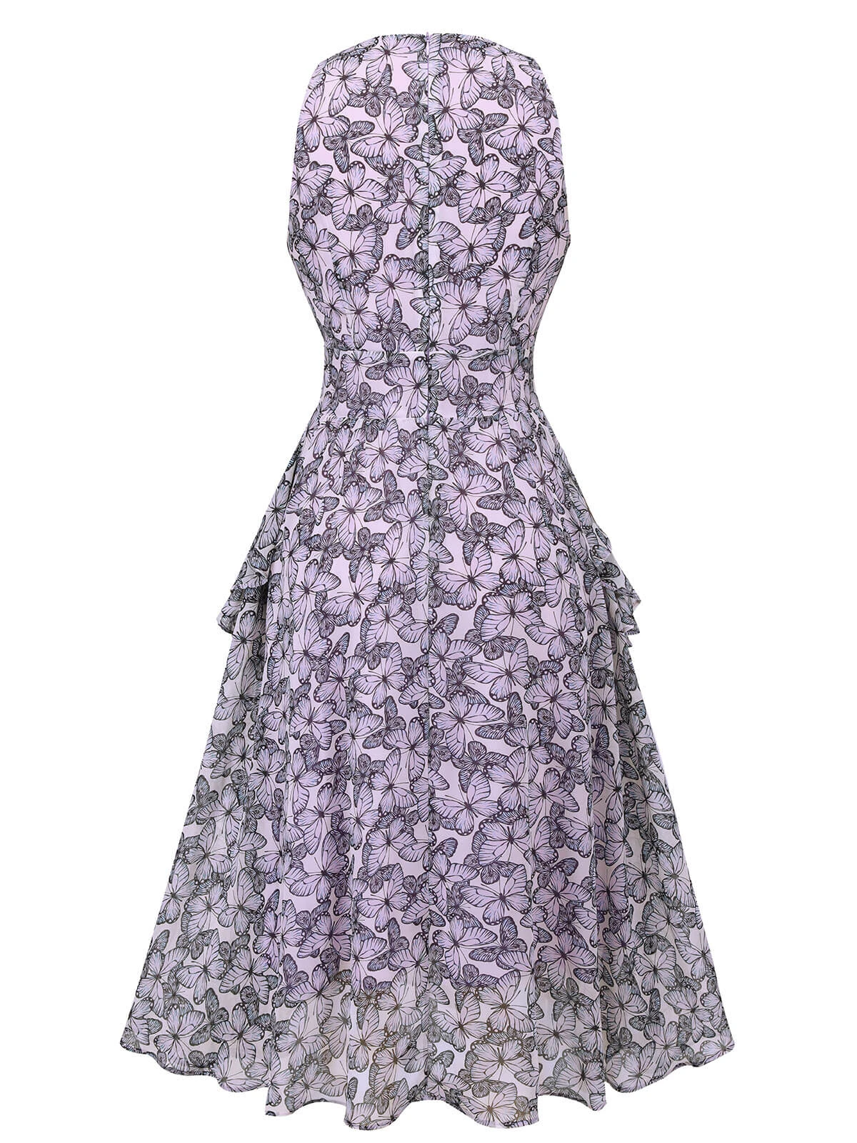 Purple 1930s Butterfly V-Neck Sleeveless Dress 4 Purple 1930s Butterfly V-Neck Sleeveless Dress - Image 4