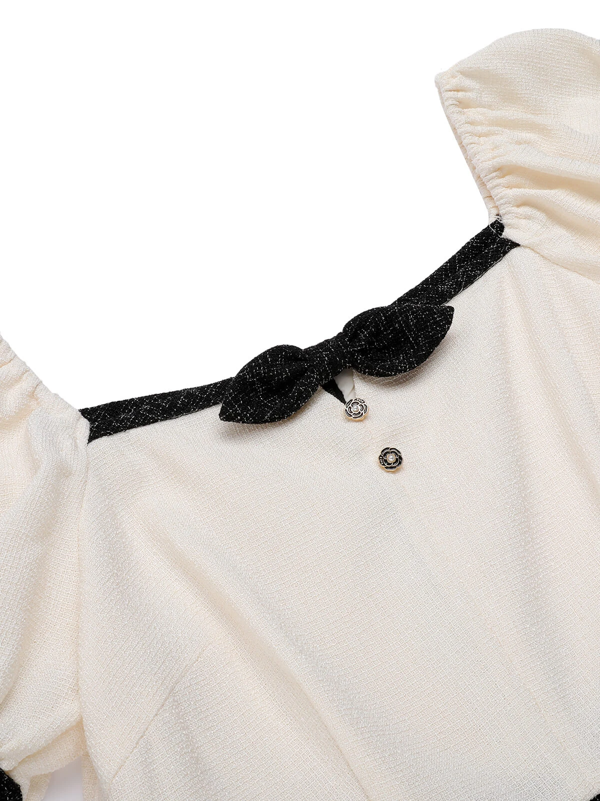 Black & Beige 1960s Puff Sleeve Pencil Dress 5 Black & Beige 1960s Puff Sleeve Pencil Dress - Image 5