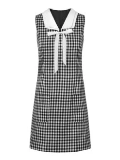 1960s Acetate Gingham Plaid Shift Dress 10 1960s Acetate Gingham Plaid Shift Dress -Candi Clothing Shop SCH001235 1