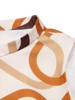 Yellow 1960s Stand Collar Printed Pleated Dress -Candi Clothing Shop SCH001243 6