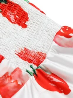 White 1950s Watercolor Rose Halter Dress -Candi Clothing Shop SCHL000010 5