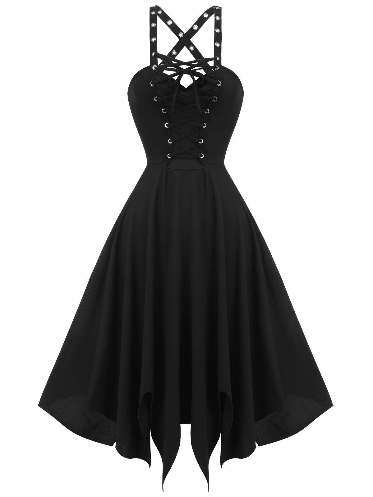Black 1950s Spaghetti Strap Gothic Style Dress 1 Black 1950s Spaghetti Strap Gothic Style Dress
