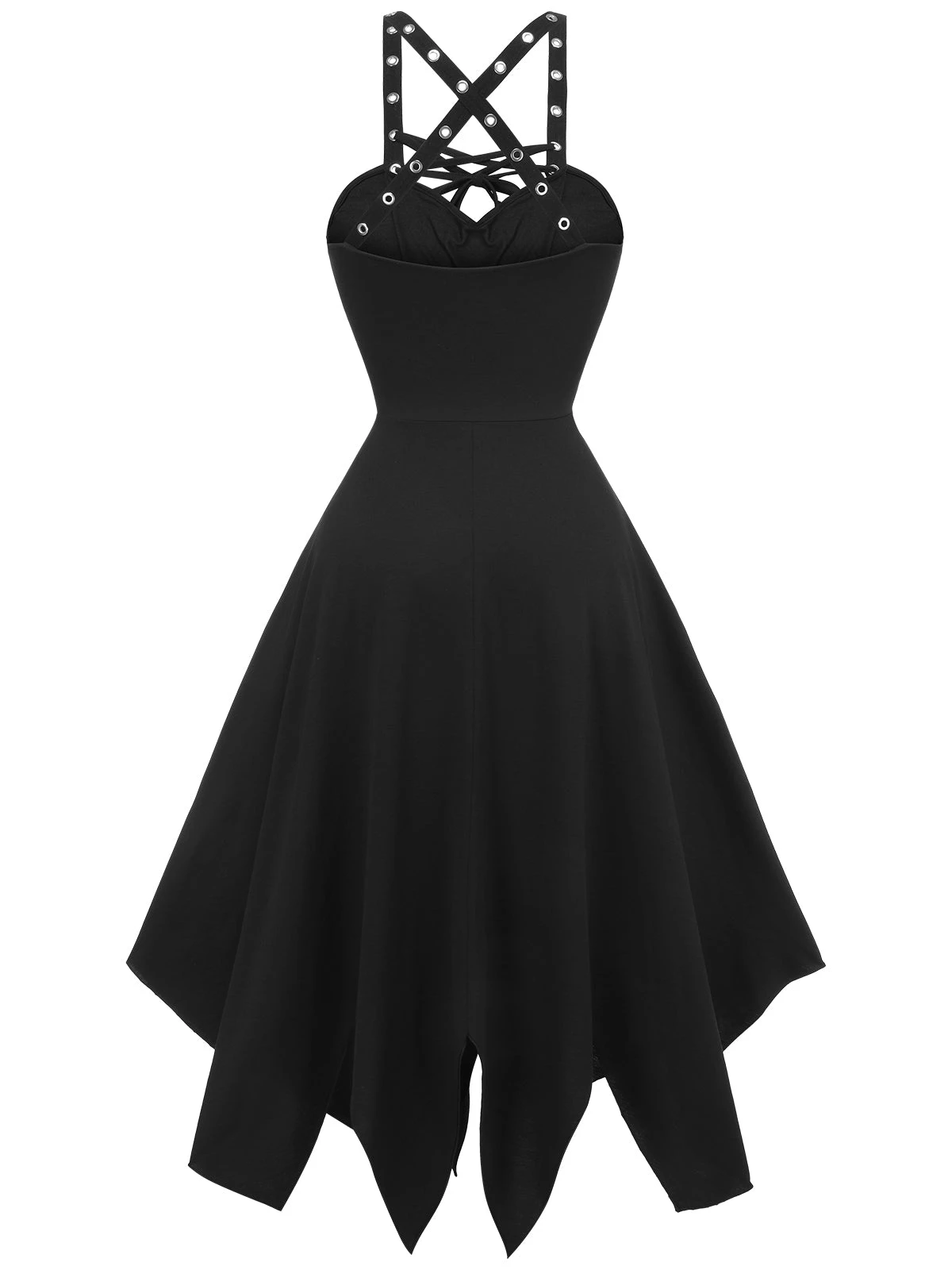 Black 1950s Spaghetti Strap Gothic Style Dress 2 Black 1950s Spaghetti Strap Gothic Style Dress - Image 2