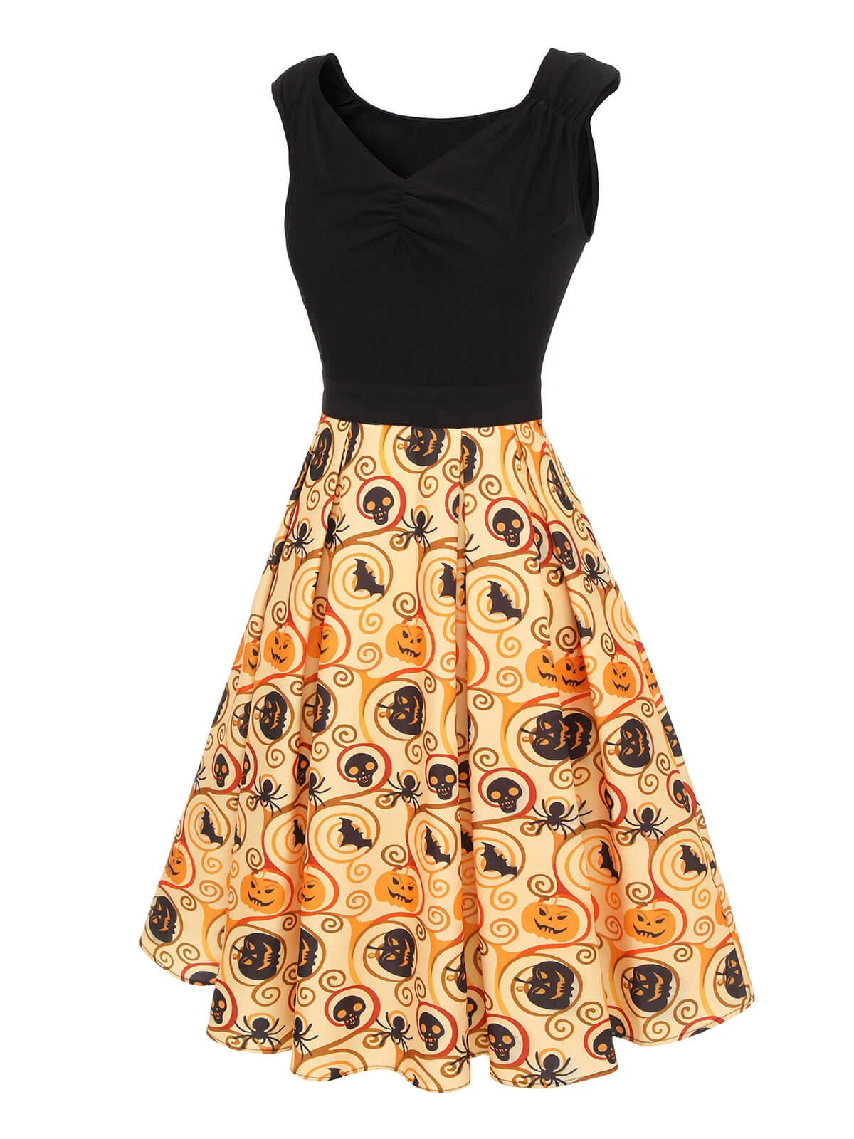 Black & Yellow 1950s Pumpkin Bat Spider Dress 3 Black & Yellow 1950s Pumpkin Bat Spider Dress - Image 3
