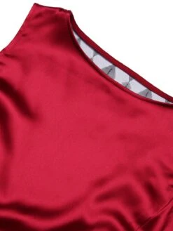 Deep Red 1930s Solid Bow Decor Fishtail Dress 11 Deep Red 1930s Solid Bow Decor Fishtail Dress -Candi Clothing Shop SCHL000034 4