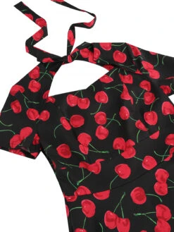 1950s Cherry Sweetheart Short Sleeve Lace Up Dress 13 1950s Cherry Sweetheart Short Sleeve Lace Up Dress -Candi Clothing Shop SCHL000113 B 4