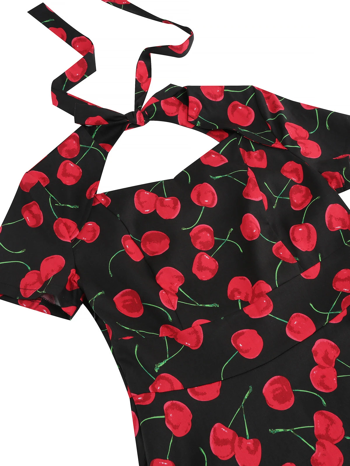 1950s Cherry Sweetheart Short Sleeve Lace Up Dress 4 1950s Cherry Sweetheart Short Sleeve Lace Up Dress - Image 4