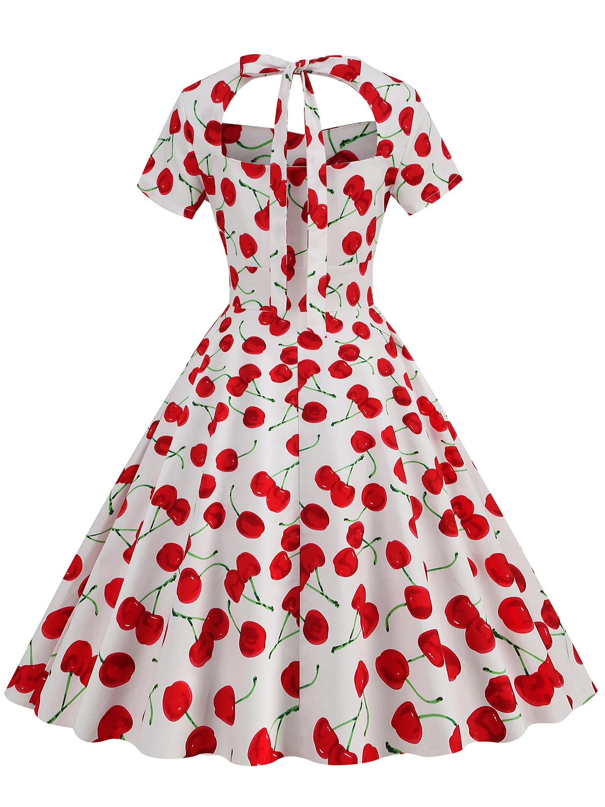 1950s Cherry Sweetheart Short Sleeve Lace Up Dress 8 1950s Cherry Sweetheart Short Sleeve Lace Up Dress - Image 8