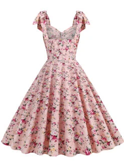 1950s Floral Lace-Up Shoulder V-Neck Swing Dress 32 1950s Floral Lace-Up Shoulder V-Neck Swing Dress -Candi Clothing Shop SCHL000114 P 3