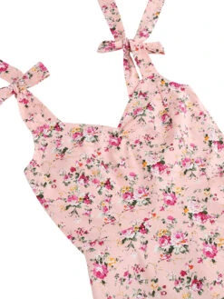 1950s Floral Lace-Up Shoulder V-Neck Swing Dress 33 1950s Floral Lace-Up Shoulder V-Neck Swing Dress -Candi Clothing Shop SCHL000114 P 4