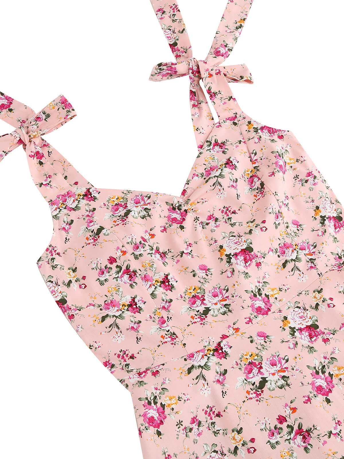 1950s Floral Lace-Up Shoulder V-Neck Swing Dress 14 1950s Floral Lace-Up Shoulder V-Neck Swing Dress - Image 14