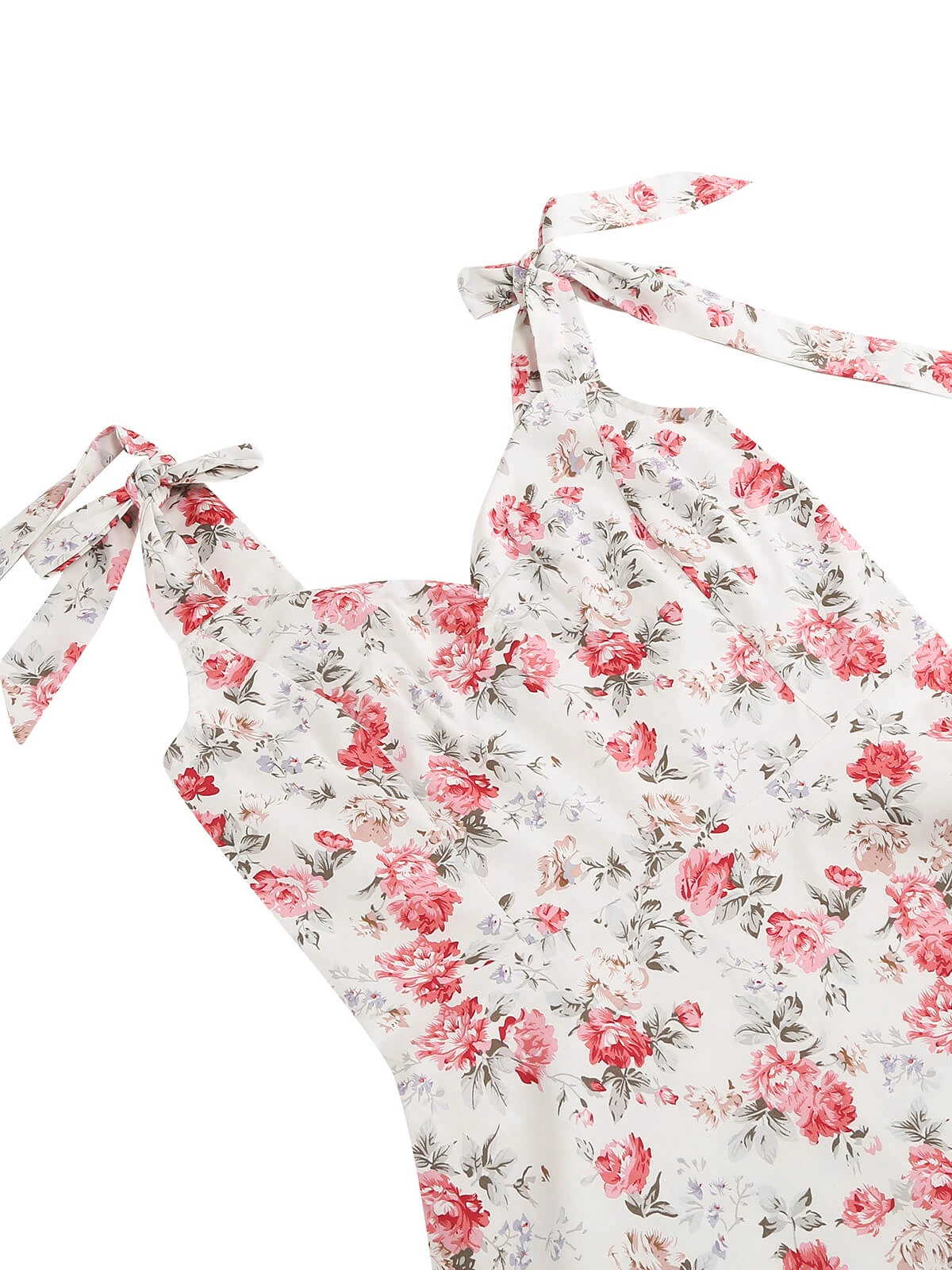 1950s Floral Lace-Up Shoulder V-Neck Swing Dress 19 1950s Floral Lace-Up Shoulder V-Neck Swing Dress - Image 19