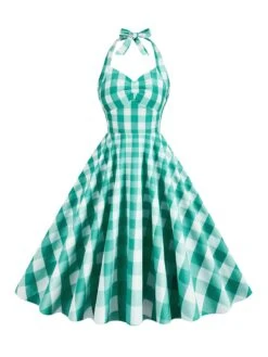 1950s Plaid Halter Swing Dress 18 1950s Plaid Halter Swing Dress -Candi Clothing Shop SCHL000115 G 1