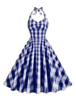 1950s Plaid Halter Swing Dress 16 1950s Plaid Halter Swing Dress -Candi Clothing Shop SCHL000115 NB 1
