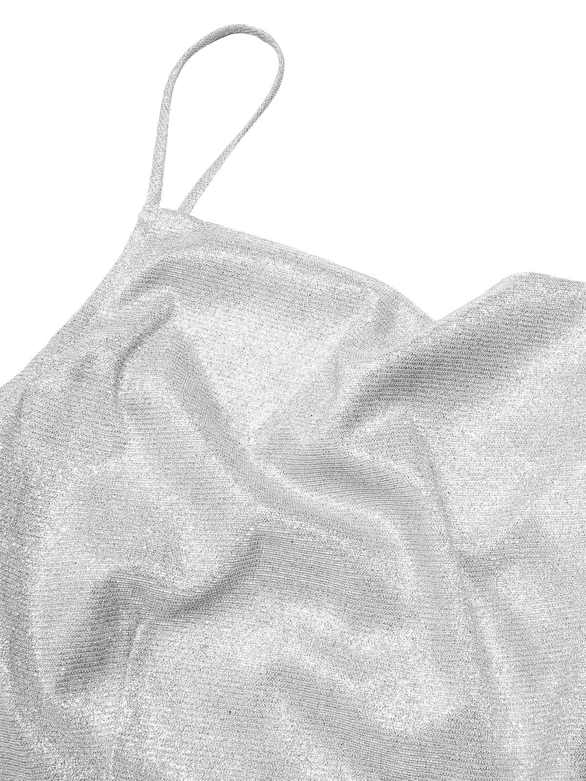 Silver 1960s Spaghetti Strap Sparkling Mini Dress 5 Silver 1960s Spaghetti Strap Sparkling Mini Dress - Image 5