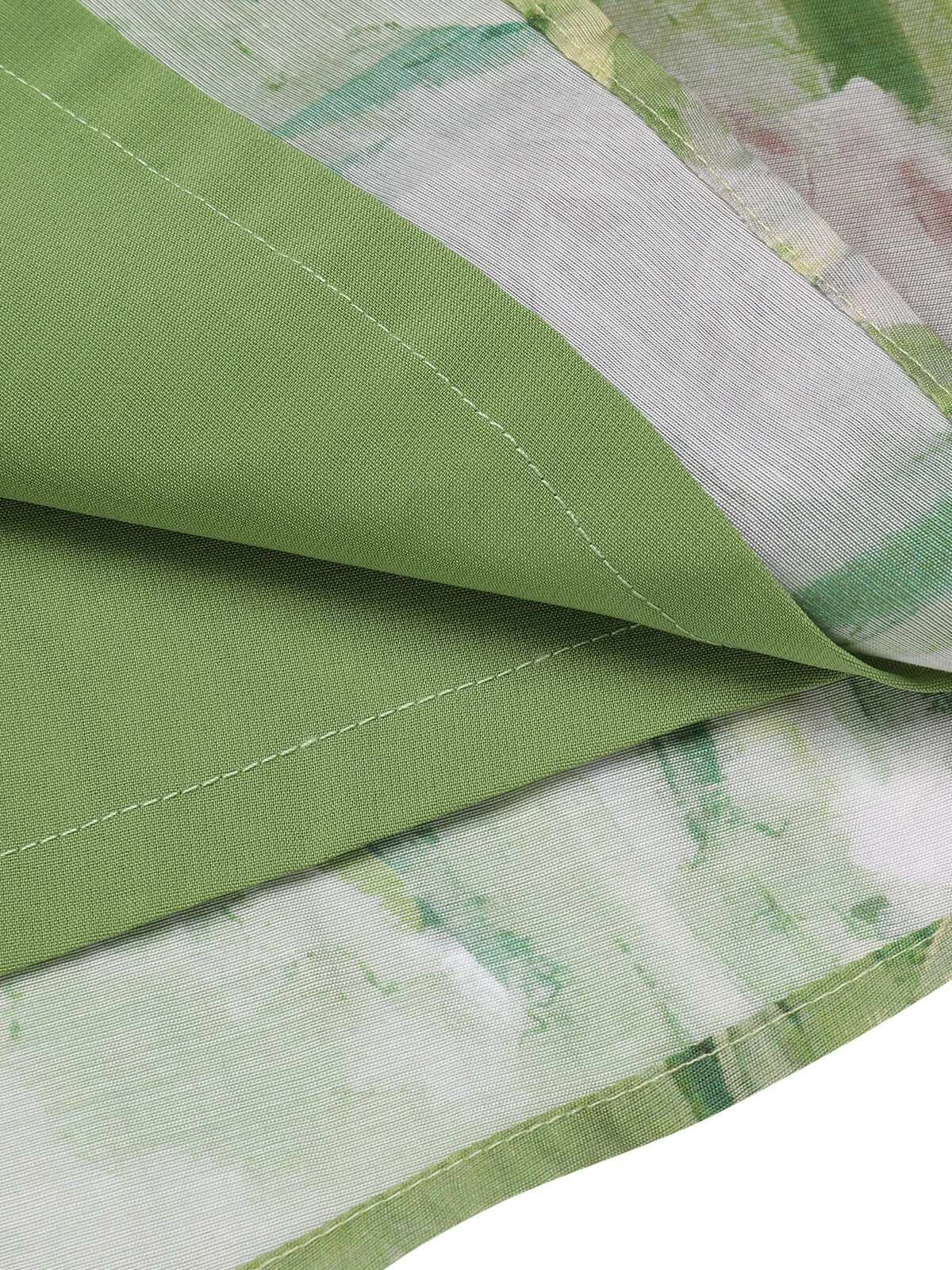 Green 1960s Oil-Painting Rose Dress 7 Green 1960s Oil-Painting Rose Dress - Image 7