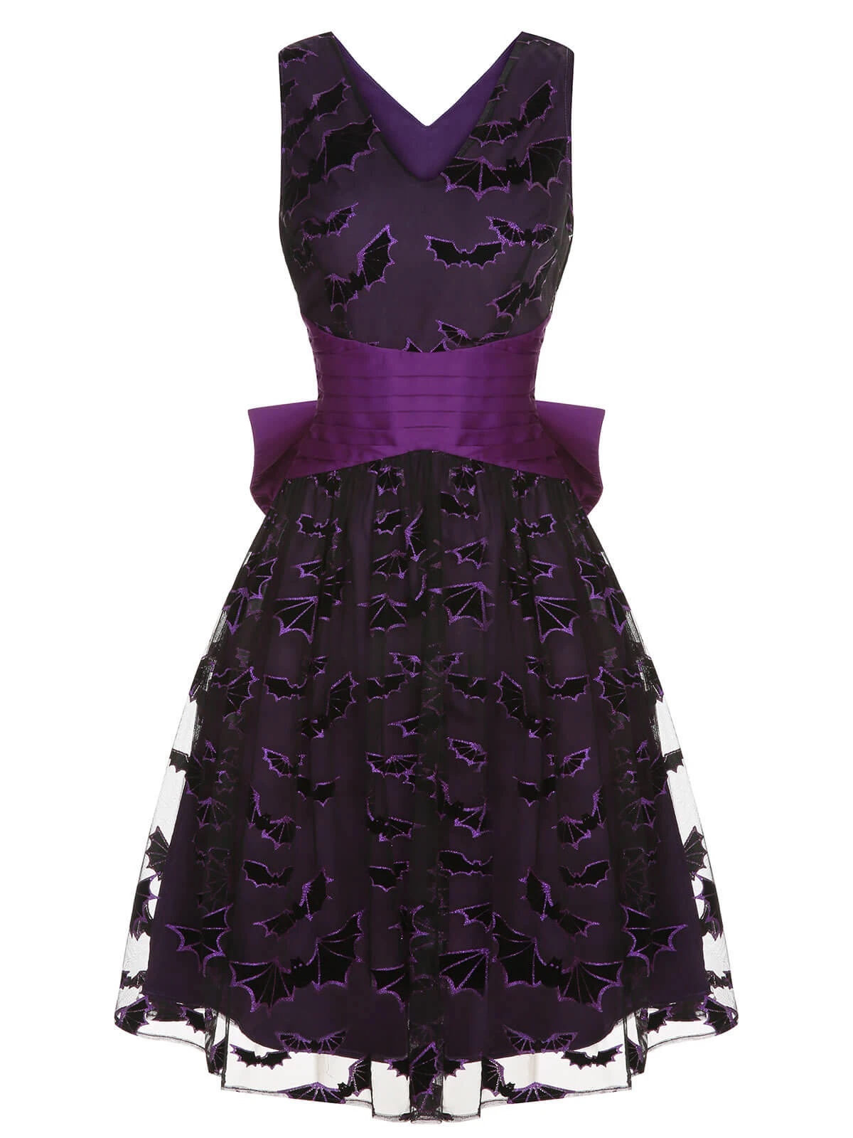 Deep Purple 1950s Halloween Bat Bow Dress 2 Deep Purple 1950s Halloween Bat Bow Dress - Image 2