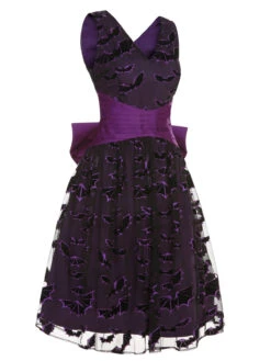 Deep Purple 1950s Halloween Bat Bow Dress 9 Deep Purple 1950s Halloween Bat Bow Dress -Candi Clothing Shop SCHL000582 2