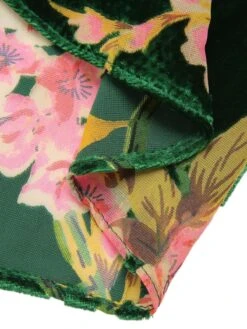 Green 1930s Floral Velvet Sleeveless Dress 12 Green 1930s Floral Velvet Sleeveless Dress -Candi Clothing Shop SCHL000590 6