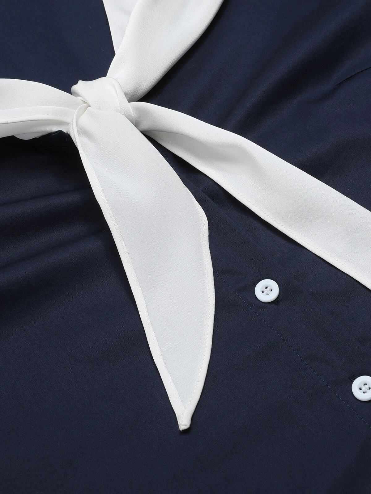 Dark Blue & White 1940s Sailor Collar Dress 5 Dark Blue & White 1940s Sailor Collar Dress - Image 5