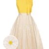 Yellow 1950s Daisy Bowtie Patchwork Dress