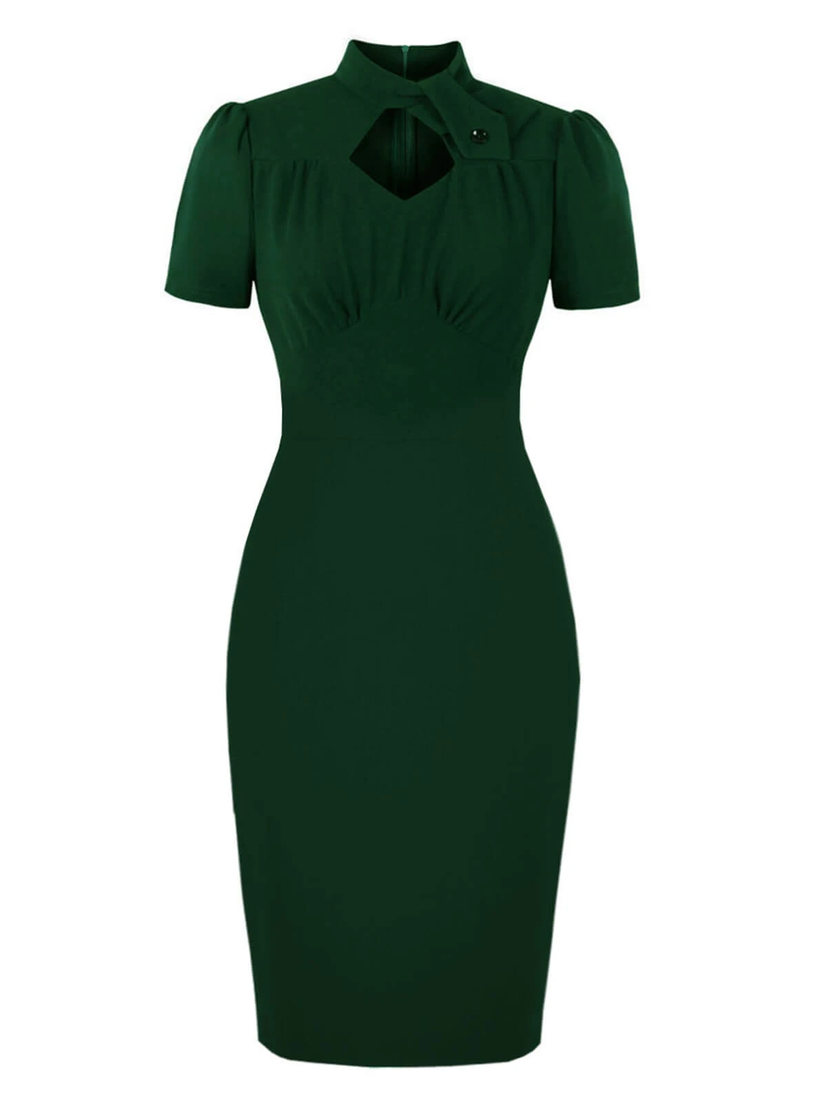 Green 1960s Keyhole Stand Collar Pencil Dress 1 Green 1960s Keyhole Stand Collar Pencil Dress