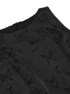 Black 1960s Sleeveless Butterflies Belted Solid Dress -Candi Clothing Shop SCHL000660 4 compressed