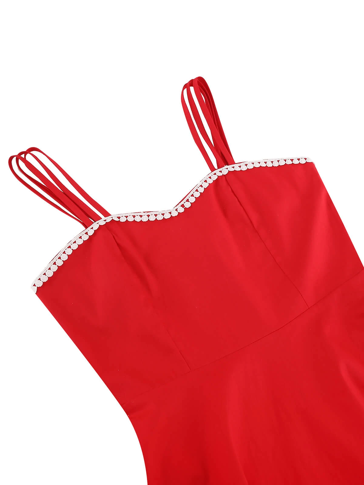 Red 1950s Lace Strap Swing Dress 4 Red 1950s Lace Strap Swing Dress - Image 4