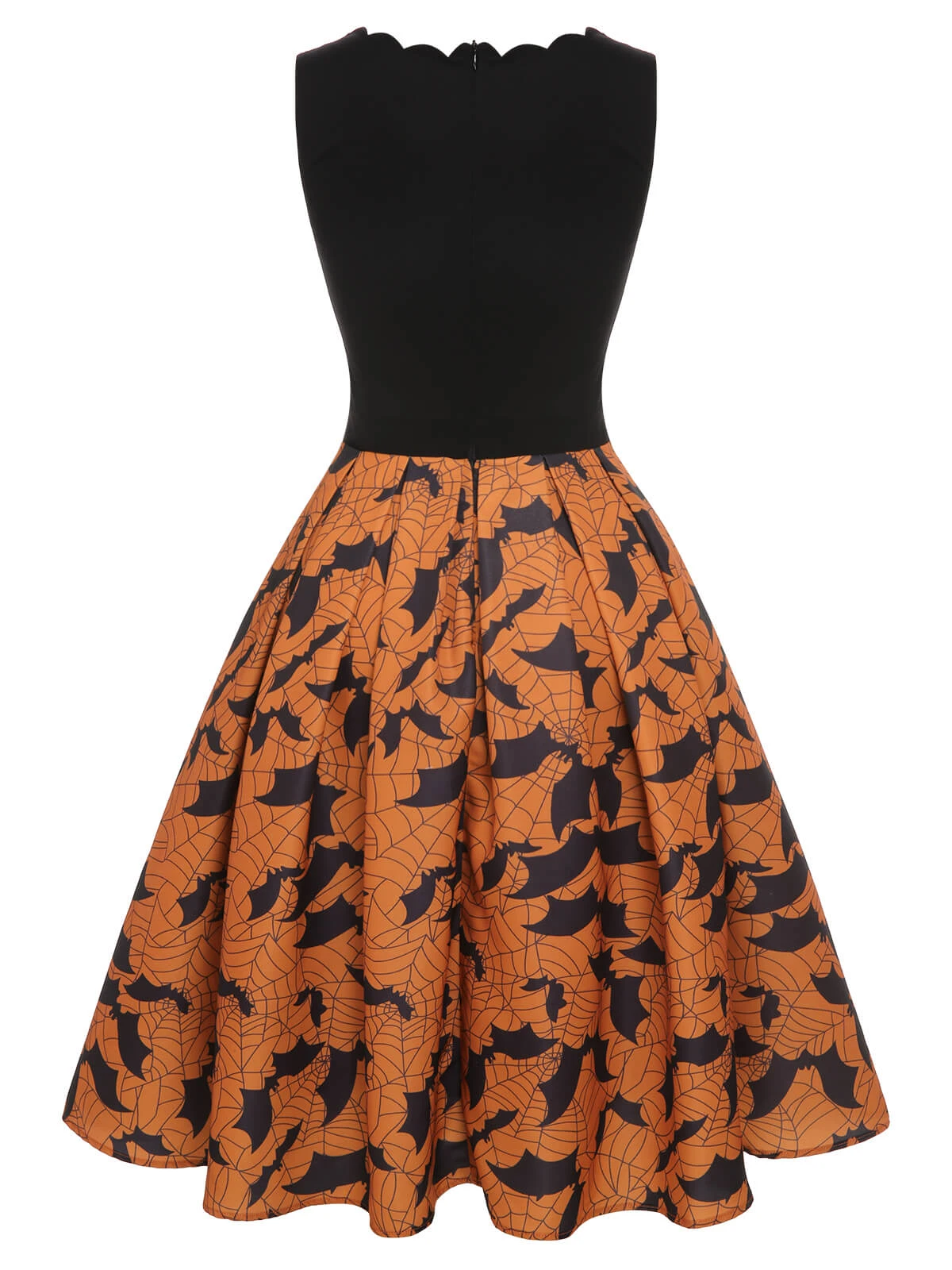 Black & Orange 1950s Halloween Bat Sleeveless Dress 4 Black & Orange 1950s Halloween Bat Sleeveless Dress - Image 4