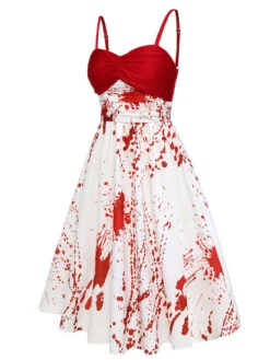 Red&White 1950s Halloween Blood Dress 9 Red&White 1950s Halloween Blood Dress -Candi Clothing Shop SCHL000790 2