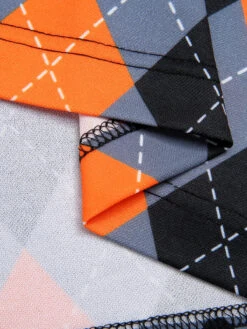 Orange 1960s Color Block Argyle Shift Dress 12 Orange 1960s Color Block Argyle Shift Dress -Candi Clothing Shop SCHL000794 5