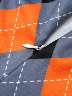 Orange 1960s Color Block Argyle Shift Dress 13 Orange 1960s Color Block Argyle Shift Dress -Candi Clothing Shop SCHL000794 6