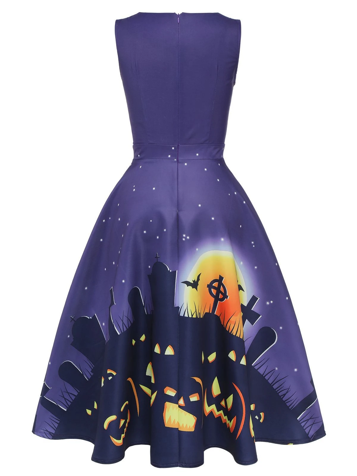 Deep Purple 1950s Halloween V-Neck Swing Dress 4 Deep Purple 1950s Halloween V-Neck Swing Dress - Image 4