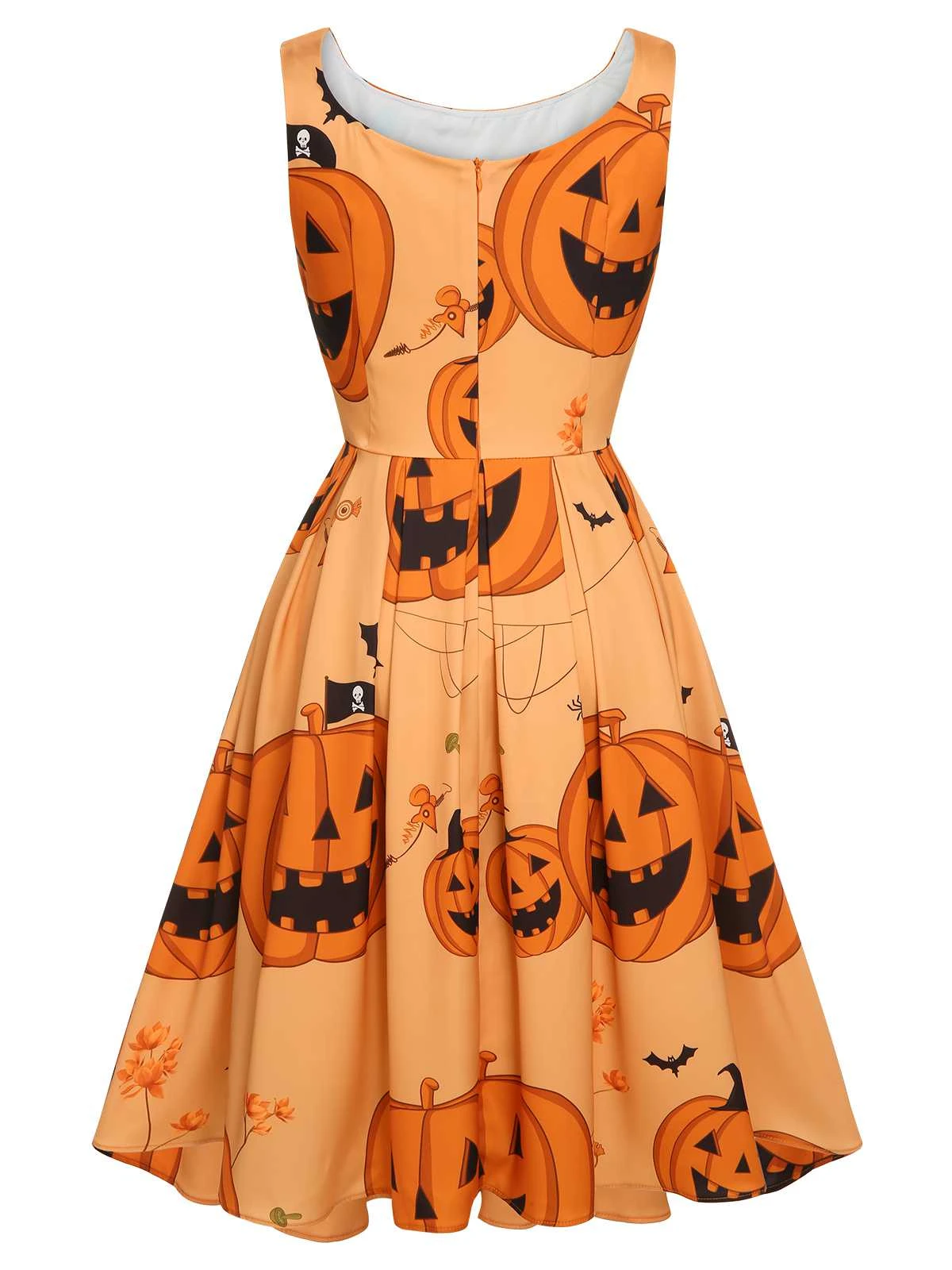 Orange 1950s Halloween Sleeveless Beading Dress 4 Orange 1950s Halloween Sleeveless Beading Dress - Image 4