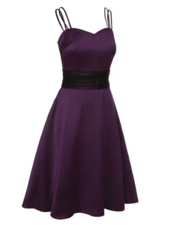Deep Purple 1950s Halloween Solid Strap Dress -Candi Clothing Shop SCHL000857 2