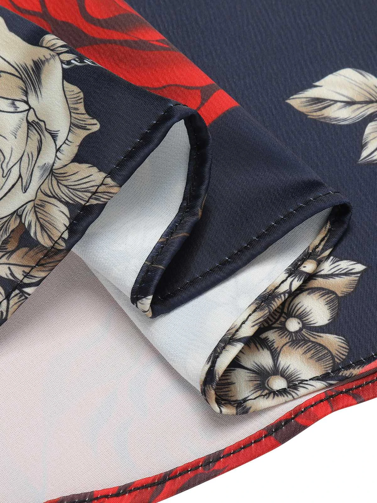 Black 1950s Sweetheart Skeleton Rose Swing Dress 6 Black 1950s Sweetheart Skeleton Rose Swing Dress - Image 6