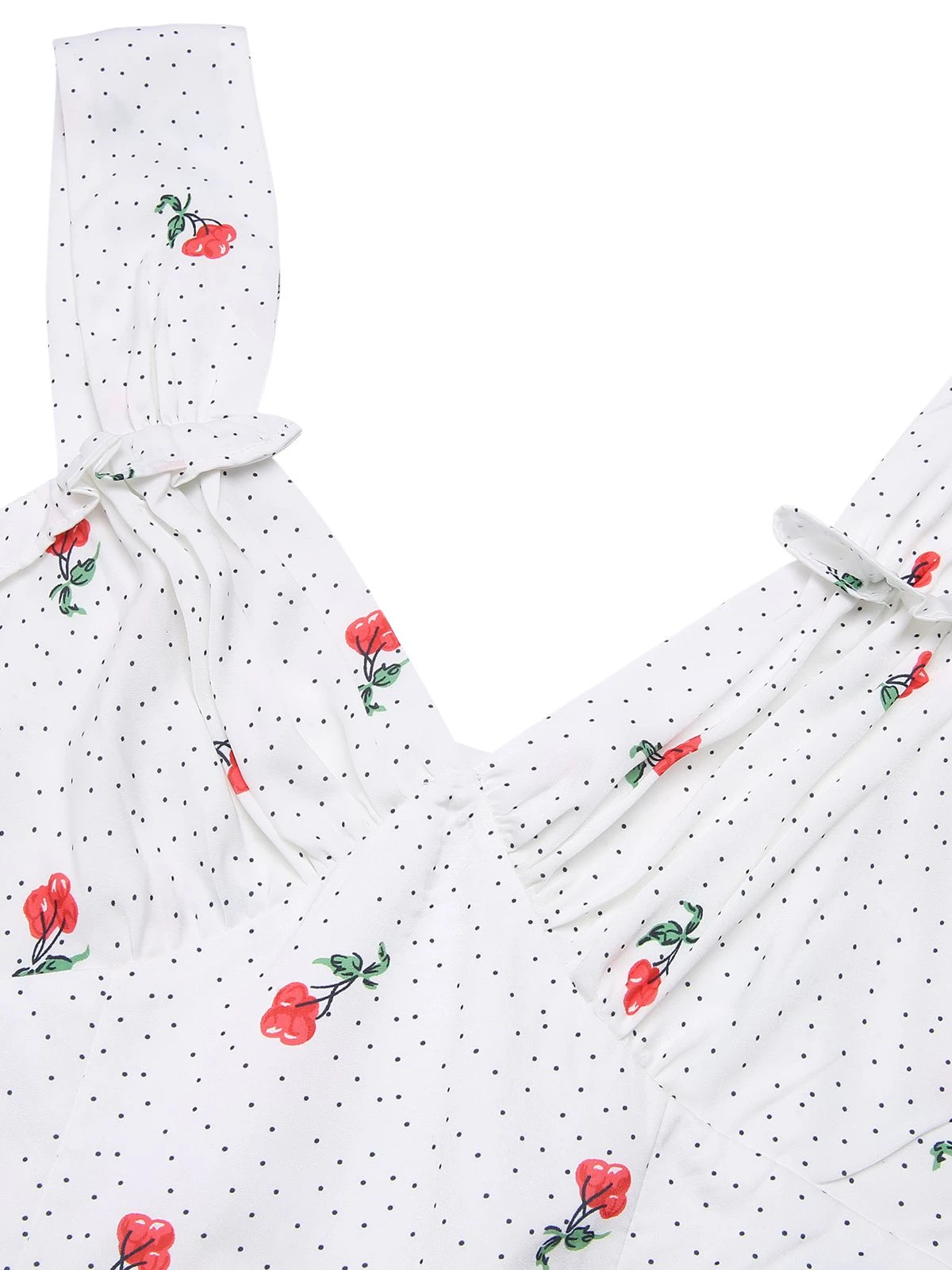 White Satin-faux Cherry Polka Dot Dress 5 White Satin-faux Cherry Polka Dot Dress - Image 5