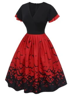 1950s Halloween Flounce Sleeve Swing Dress 9 1950s Halloween Flounce Sleeve Swing Dress -Candi Clothing Shop SCHL001005 2