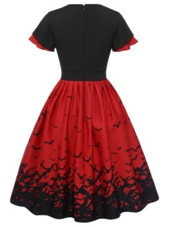 1950s Halloween Flounce Sleeve Swing Dress 10 1950s Halloween Flounce Sleeve Swing Dress -Candi Clothing Shop SCHL001005 3