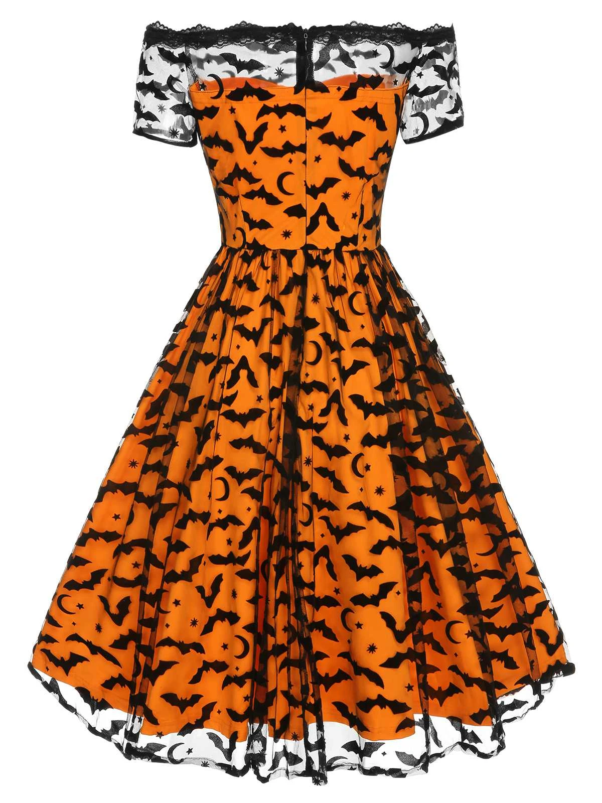 1950s Halloween Lace Off-shoulder Swing Dress 4 1950s Halloween Lace Off-shoulder Swing Dress - Image 4
