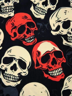 Red 1960s Halloween Skull Strap Dress -Candi Clothing Shop SCHL001036 5