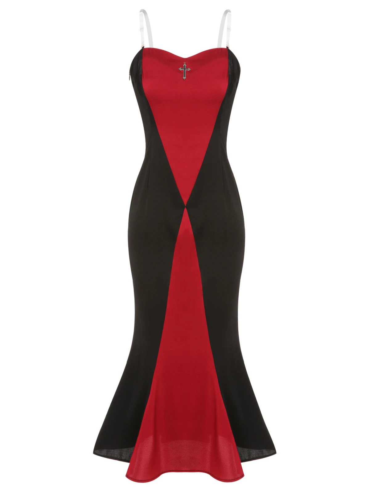 Black & Red 1930s Halloween Fishtail Strap Dress 2 Black & Red 1930s Halloween Fishtail Strap Dress - Image 2