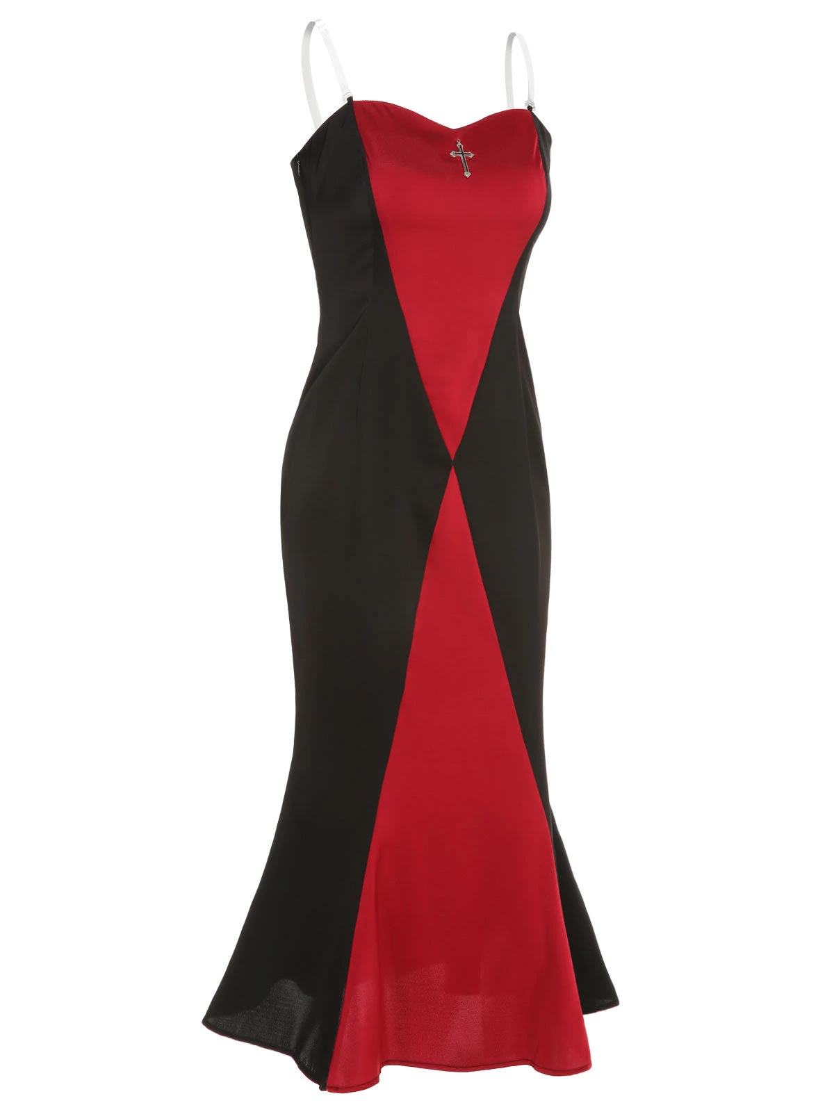 Black & Red 1930s Halloween Fishtail Strap Dress 3 Black & Red 1930s Halloween Fishtail Strap Dress - Image 3