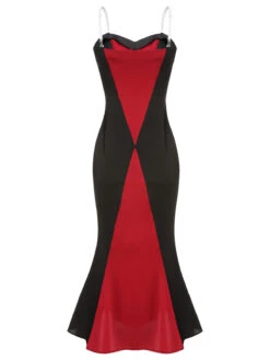 Black & Red 1930s Halloween Fishtail Strap Dress 10 Black & Red 1930s Halloween Fishtail Strap Dress -Candi Clothing Shop SCHL001038 3