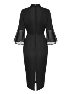 Black 1960s Halloween Spider Net Bell Pencil Dress 10 Black 1960s Halloween Spider Net Bell Pencil Dress -Candi Clothing Shop SCHL001044 3