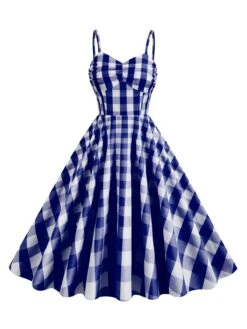 1950s Plaid Strap Swing Dress 18 1950s Plaid Strap Swing Dress -Candi Clothing Shop SCHL001478 NB 1